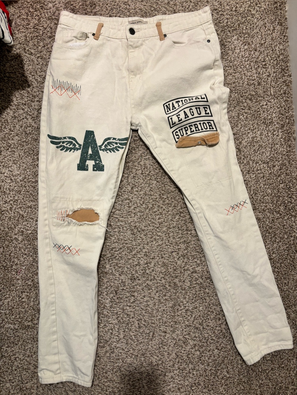 Public Supply Skinny Jeans w/Graphic and Patch Details